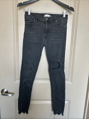 Free People Distressed Skinny Jeans in Washed Black Size 26